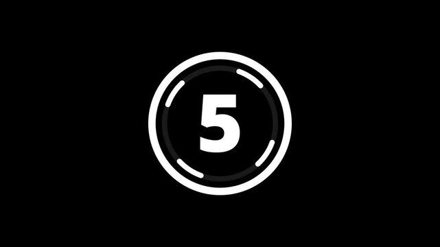 10 to 0 timer countdown with animated circular progress gauge and sequential numbers on black background 4K