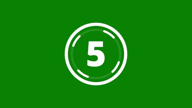 10 to 0 timer countdown with animated circular progress gauge and sequential numbers on green background 4K