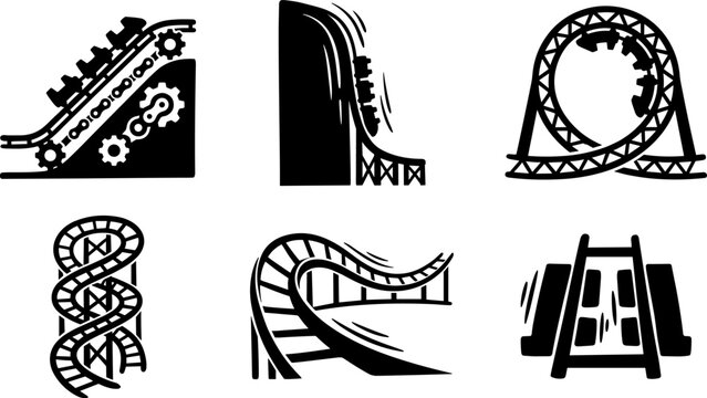 Roller coaster elements for thrill rides and amusement parks