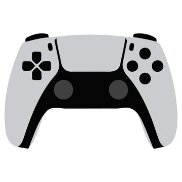 A flat vector illustration of a modern video game controller isolated on a plain surface with controller ergonomic design d pad entertainment