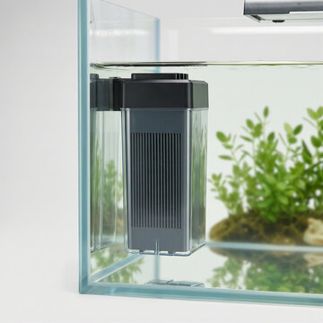 Aquarium hang on back water filter installed inside a glass fish tank