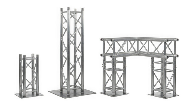 Aluminum box truss structures isolated on transparent background