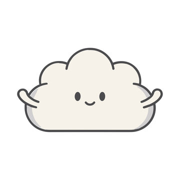 Cute cloud with arms and smiling face