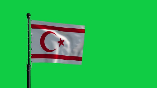 Northern Cyprus Flag Waving on Green Screen 4K