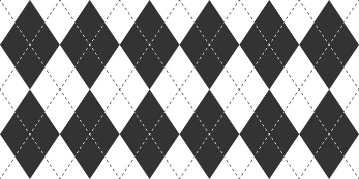 Argyle Diamonds Pattern. Seamless vector pattern with shapes on a transparent background. Includes geometrical shapes in a repeated layout. Usable for various ornamental design projects.