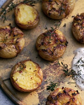 Crispy Smashed Potatoes with Herbs