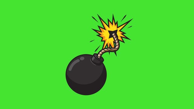 Animation of a fire bomb making contact on Green Screen