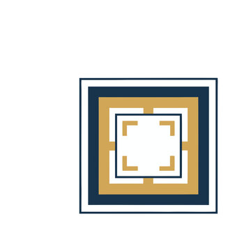 Geometric square pattern with corner brackets