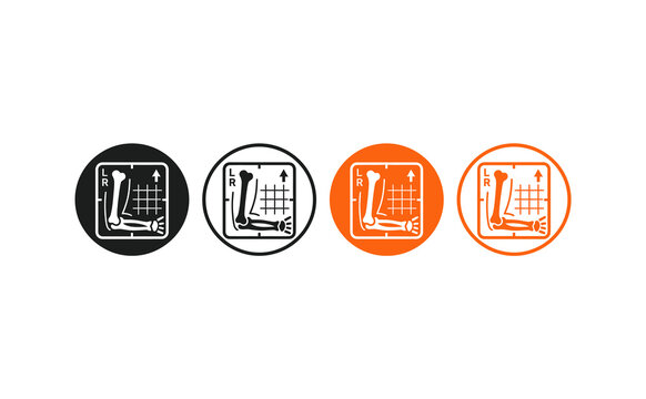 Medical xray icon set showing skeletal arm anatomy in circle frames