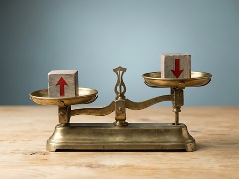 Antique Balance Scale Showing Up And Down Arrows