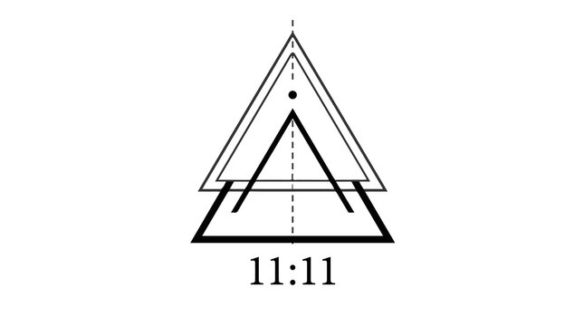 Nested triangles with text eleven on transparent background
