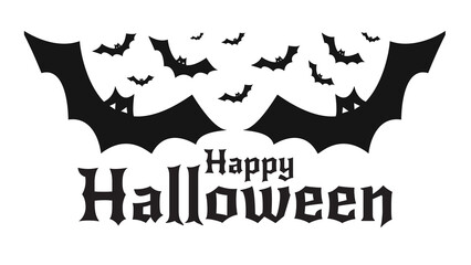 Happy halloween typography design with silhouette bats trick or treat black bats black text gothic font typography silhouette greeting celebration illustration seasonal decoration © Tajul Islam
