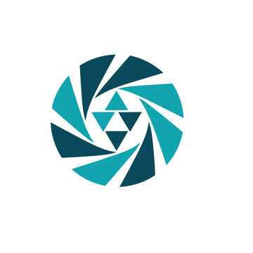 Abstract geometric logo with triangles and spiral effect
