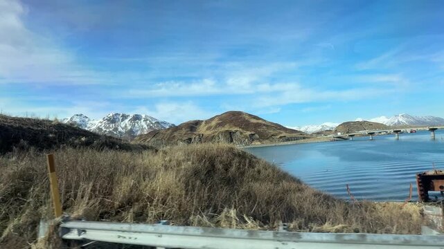 Driving shot along the cold coastal waters of Captains Bay, Unalaska.