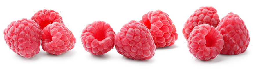 Fresh raspberries isolated on white, set. Summer berry © New Africa