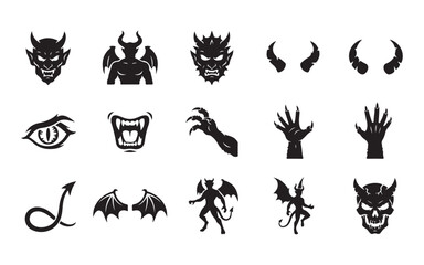 Fototapeta premium Ghost and devil silhouettes for halloween decorations and scary party invitations.