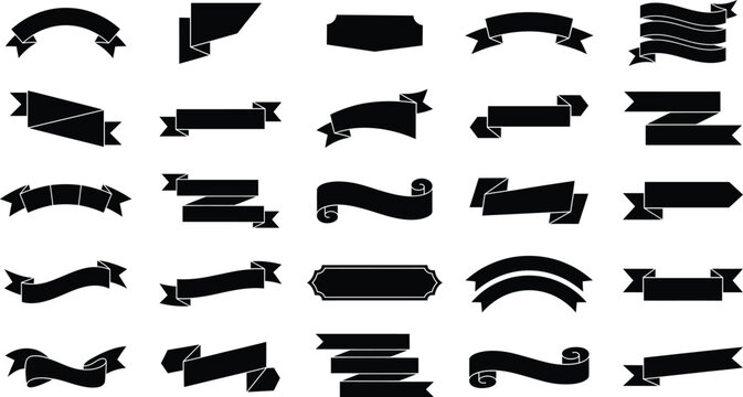 Vintage Ornamental Frames, Decorative Ribbons, Badges and Flourishes Vector Set
