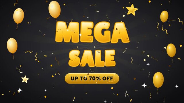Mega Sale Up To 70 Percent Off With Balloons And Confetti
