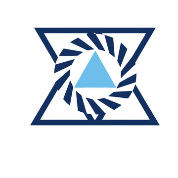 Abstract geometric logo with triangle and spiral elements