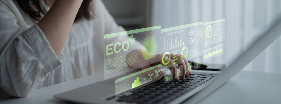 ESG and environmental data dashboard with charts, graphs, and sustainability statistics for eco-friendly strategy Parse