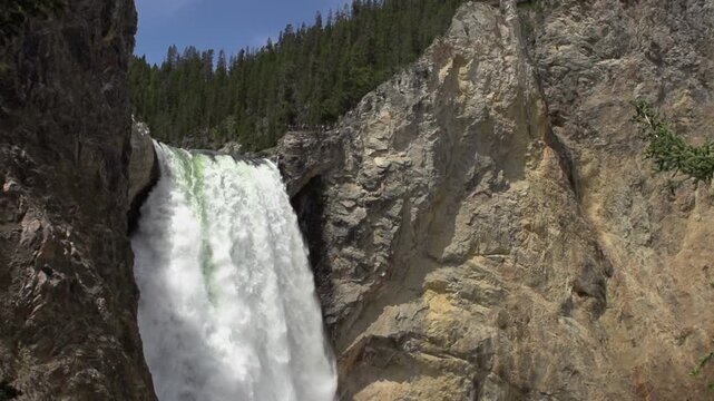 Waterfall from mountain in slow motion
