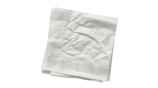Crumpled white napkin png paper tissue png wrinkled paper towel png disposable napkin png transparent background image