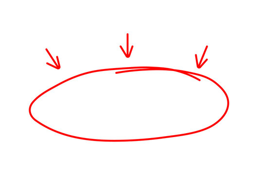 Red Hand Drawn Circle and Arrows Vector Illustration for Marker Highlight and Note Annotation Element