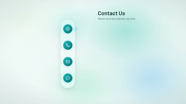 Contact us interface animation with email, phone call, message and live chat channels connecting