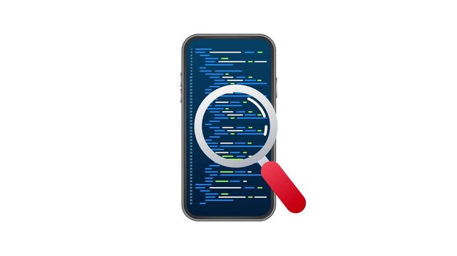 Code review on smartphone screen animation concept