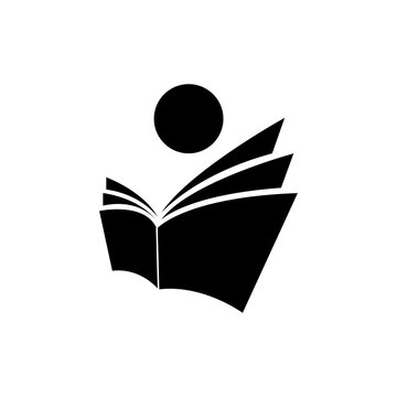 Open book with human head silhouette education learning icon isolated on white background