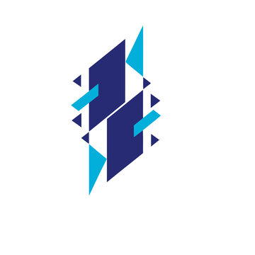 Geometric abstract shapes in blue and cyan