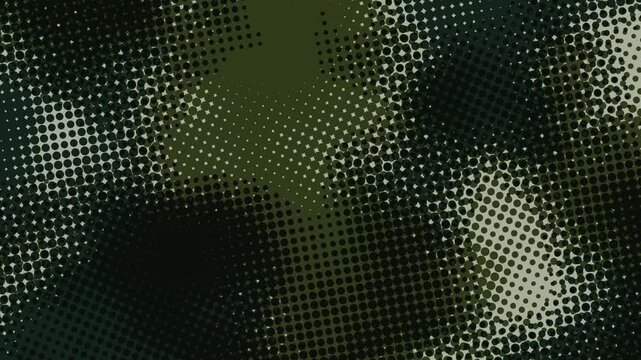 Seamless loop animated deep blue and deep teal halftone dot risograph texture, 4K motion background