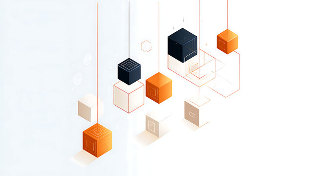 Infographic template, cubes and squares, with icons