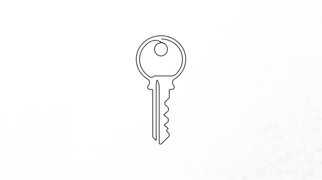 Minimalist key line art design vector asset white background