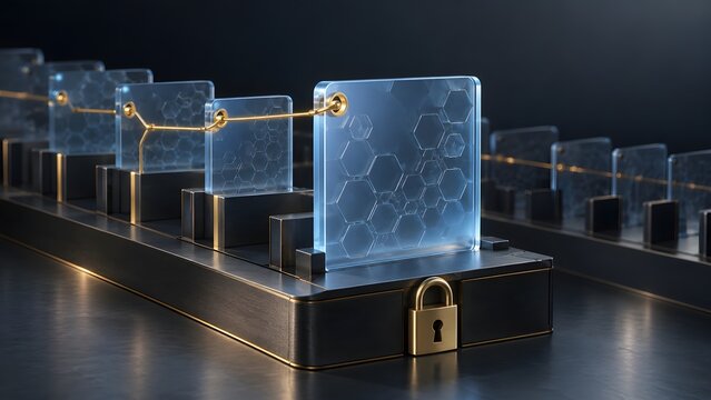 Connected transparent data panels with padlock security