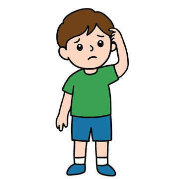 Confused Young Boy Scratching His Head