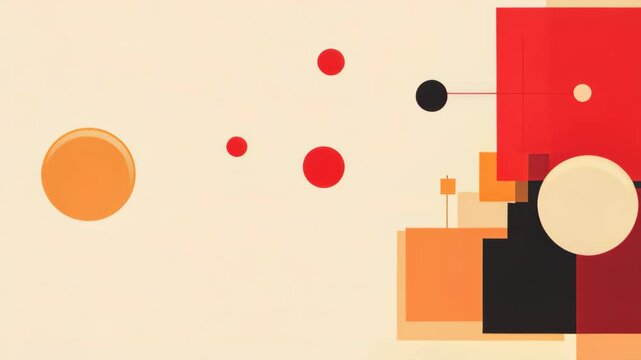 Geometric Abstraction: A minimalist composition of overlapping squares and circles in warm, earthy tones creates a sense of modern dynamism and abstract visual interest.