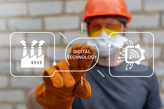 Concept of digital technology in modern industry. Digital Tech.