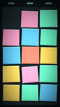 Colorful Sticky Notes Appearing and Shuffling on a Kanban Board Seamless Loop in soft mint tones vertical 9:16