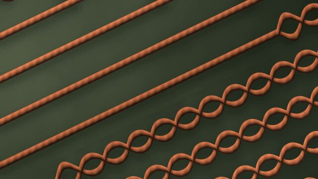 Thick Yarn Crochet Chain Rows Unravel And Knit Back Stitch By Stitch, Mechanical Seamless Loop in cool moss tones