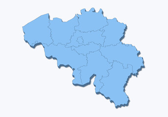 Fototapeta premium Belgium map with regions in blue pseudo 3D style