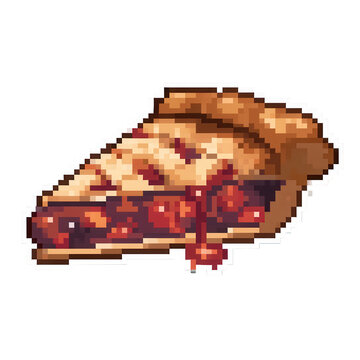 Pixel art slice of berry pie on transparent background