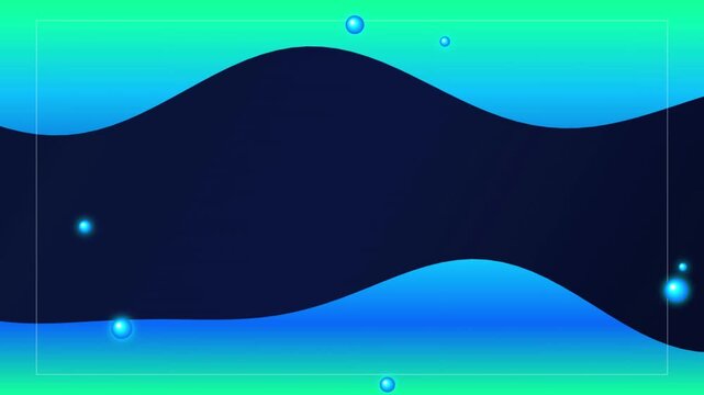 Abstract liquid waves with bubbles and border.