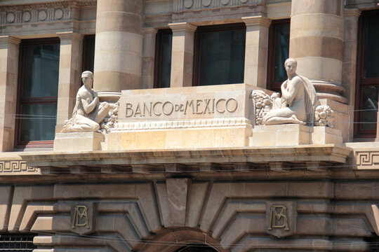 Mexico City, Mexico - April 3, 2026: The Bank of Mexico building is the headquarters of the country's central bank and a significant artistic monument located in CDMX Historic Center