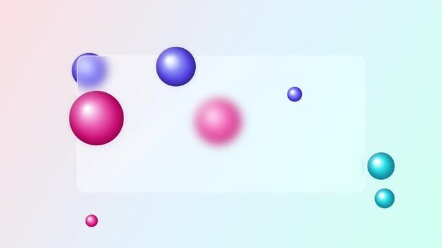 Floating balls move around glass frame motion graphics.