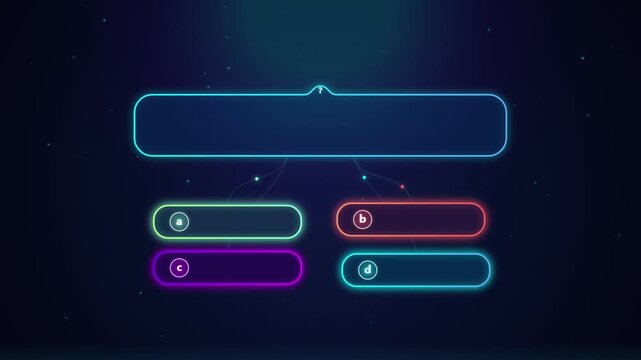 Flowchart with glowing neon nodes on dark background.