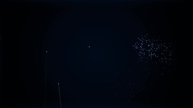 Dynamic Data Stream Motion Graphic: Abstract Digital Particles Flowing in Dark Cyberspace Environment