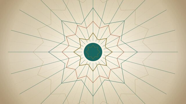 Ivory Islamic Sunburst Geometric Pattern Seamless Loop Animated 4K Background