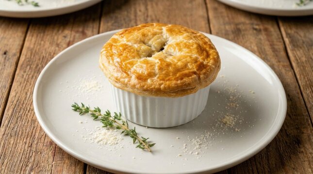 Fresh mushroom pie served cleanly in small delicious portion size