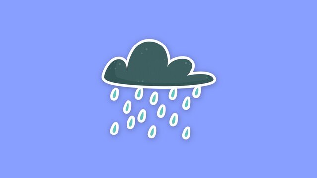 Eco Friendly Sticker / Dark Rain Cloud with Raindrops, Sticker Reveal for Weather Forecasts, Climate Explainers and Rainy Day Social Media Videos / Horizontal / Part 12